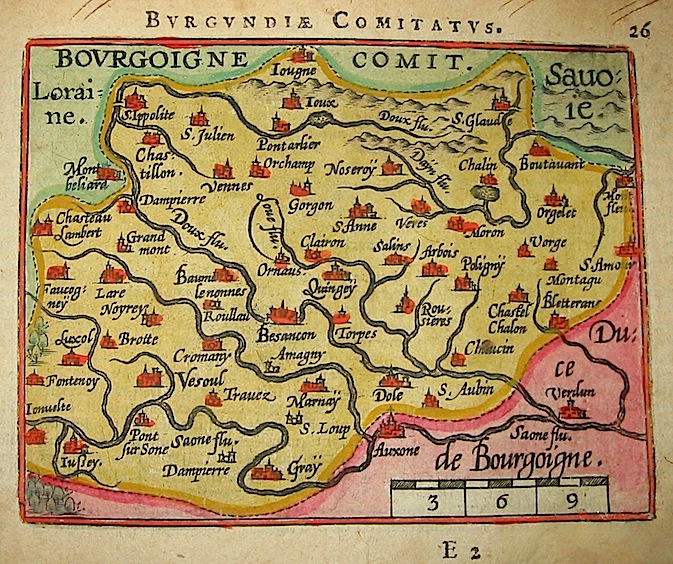 Ortelius Abraham (1528-1598) Burgundiae Comitatus 1601 Anversa, apud Ioannem Bapt. Vrientum